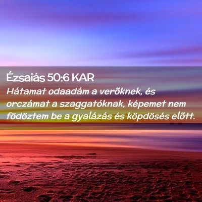 Picture 02 - Ézsaiás 50:6 KAR - Hátamat odaadám a verõknek, és orczámat a - Bible Verse Picture