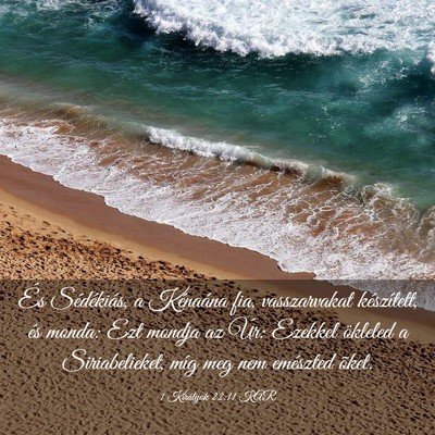 Picture 03 - 1 Királyok 22:11 KAR - És Sédékiás, a Kénaána fia, vasszarvakat - Bible Verse Picture