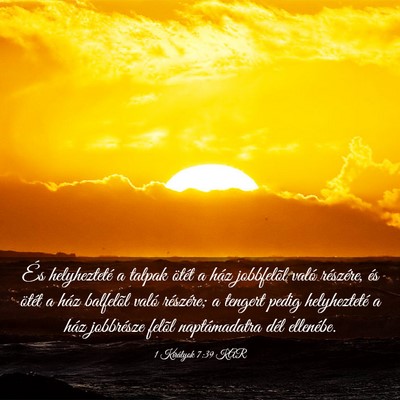 Picture 03 - 1 Királyok 7:39 KAR - És helyhezteté a talpak ötét a ház - Bible Verse Picture