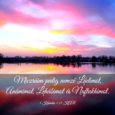 Picture 03 - 1 Krónika 1:11 KAR - Miczráim pedig nemzé Lúdimot, Anámimot, - Bible Verse Picture