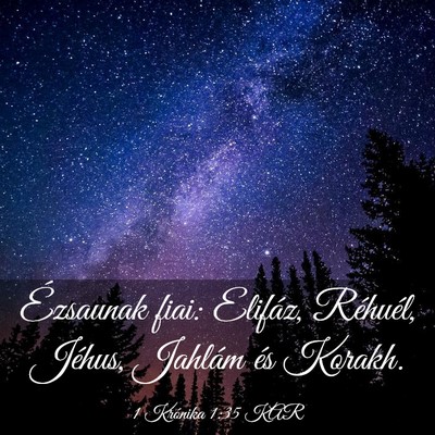 Picture 03 - 1 Krónika 1:35 KAR - Ézsaunak fiai: Elifáz, Réhuél, Jéhus, - Bible Verse Picture