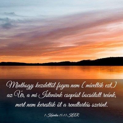 Picture 03 - 1 Krónika 15:13 KAR - Minthogy kezdettõl fogva nem [mívelték ezt,] - Bible Verse Picture