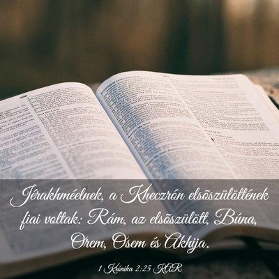 Picture 03 - 1 Krónika 2:25 KAR - Jérakhméelnek, a Kheczrón elsõszülöttének - Bible Verse Picture