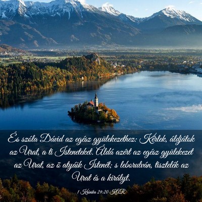 Picture 03 - 1 Krónika 29:20 KAR - És szóla Dávid az egész gyülekezethez: - Bible Verse Picture
