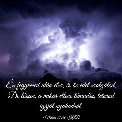 Picture 03 - 1 Mózes 27:40 KAR - És fegyvered után élsz, és öcsédet - Bible Verse Picture