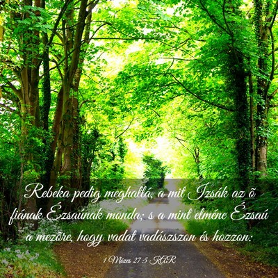 Picture 03 - 1 Mózes 27:5 KAR - Rebeka pedig meghallá, a mit Izsák az õ - Bible Verse Picture
