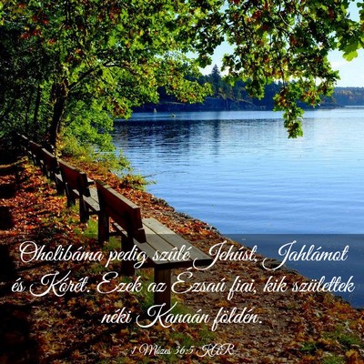 Picture 03 - 1 Mózes 36:5 KAR - Oholibáma pedig szûlé Jehúst, Jahlámot és - Bible Verse Picture