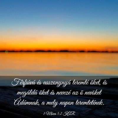 Picture 03 - 1 Mózes 5:2 KAR - Férfiúvá és asszonynyá teremté õket, és - Bible Verse Picture