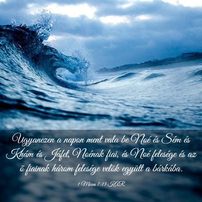 Picture 03 - 1 Mózes 7:13 KAR - Ugyanezen a napon ment vala be Noé és Sém és - Bible Verse Picture