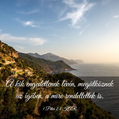 Picture 03 - 1 Péter 2:8 KAR - A kik engedetlenek lévén, megütköznek az - Bible Verse Picture