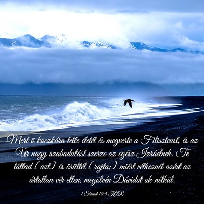 Picture 03 - 1 Sámuel 19:5 KAR - Mert õ koczkára tette életét és megverte a - Bible Verse Picture