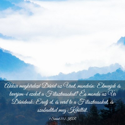 Picture 03 - 1 Sámuel 23:2 KAR - Akkor megkérdezé Dávid az Urat, mondván: - Bible Verse Picture