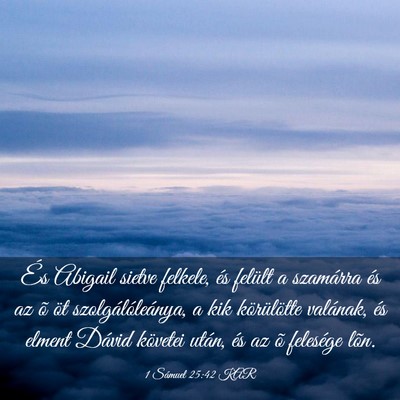 Picture 03 - 1 Sámuel 25:42 KAR - És Abigail sietve felkele, és felült a - Bible Verse Picture
