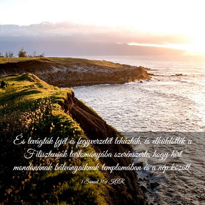 Picture 03 - 1 Sámuel 31:9 KAR - És levágták fejét és fegyverzetét - Bible Verse Picture