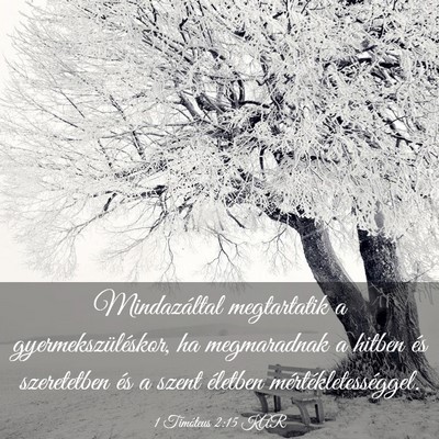 Picture 03 - 1 Timóteus 2:15 KAR - Mindazáltal megtartatik a gyermekszüléskor, ha - Bible Verse Picture