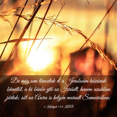 Picture 03 - 2 Királyok 13:6 KAR - De még sem távoztak el a Jeroboám házának - Bible Verse Picture