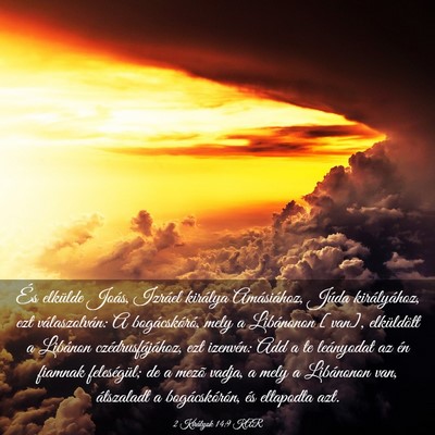 Picture 03 - 2 Királyok 14:9 KAR - És elkülde Joás, Izráel királya Amásiához, - Bible Verse Picture