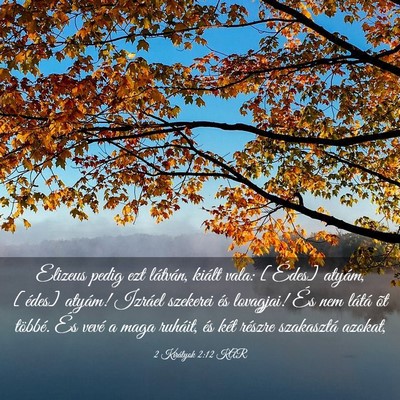 Picture 03 - 2 Királyok 2:12 KAR - Elizeus pedig ezt látván, kiált vala: [Édes] - Bible Verse Picture
