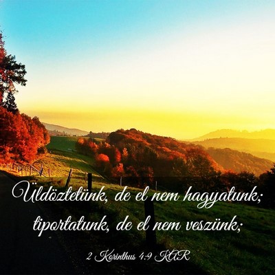 Picture 03 - 2 Korinthus 4:9 KAR - Üldöztetünk, de el nem hagyatunk; tiportatunk, - Bible Verse Picture