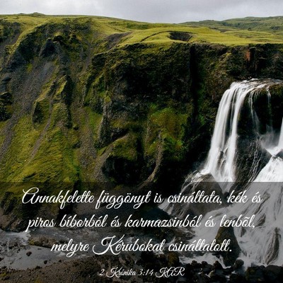 Picture 03 - 2 Krónika 3:14 KAR - Annakfelette függönyt is csináltata, kék és - Bible Verse Picture