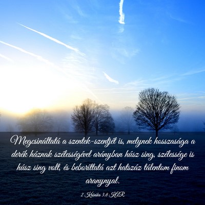 Picture 03 - 2 Krónika 3:8 KAR - Megcsináltatá a szentek-szentjét is, melynek - Bible Verse Picture