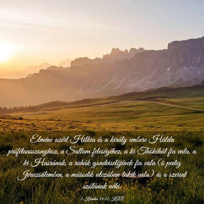 Picture 03 - 2 Krónika 34:22 KAR - Elméne azért Hilkia és a király embere Húlda - Bible Verse Picture