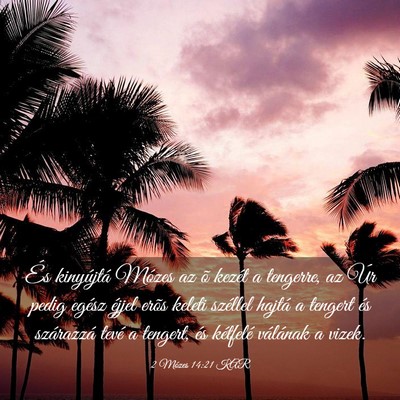 Picture 03 - 2 Mózes 14:21 KAR - És kinyújtá Mózes az õ kezét a tengerre, az - Bible Verse Picture