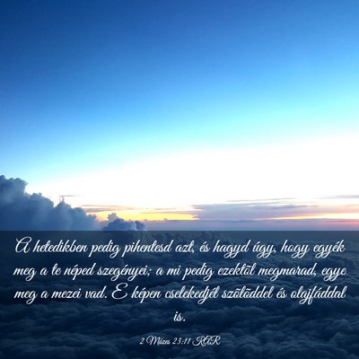 Picture 03 - 2 Mózes 23:11 KAR - A hetedikben pedig pihentesd azt, és hagyd úgy, - Bible Verse Picture