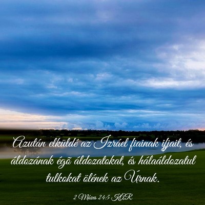 Picture 03 - 2 Mózes 24:5 KAR - Azután elküldé az Izráel fiainak ifjait, és - Bible Verse Picture