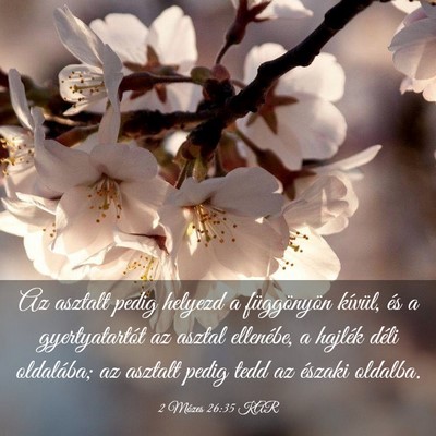 Picture 03 - 2 Mózes 26:35 KAR - Az asztalt pedig helyezd a függönyön kívül, - Bible Verse Picture