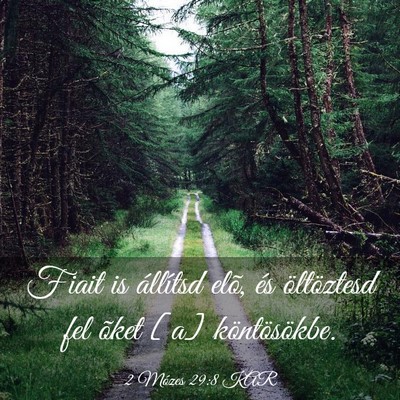 Picture 03 - 2 Mózes 29:8 KAR - Fiait is állítsd elõ, és öltöztesd fel - Bible Verse Picture