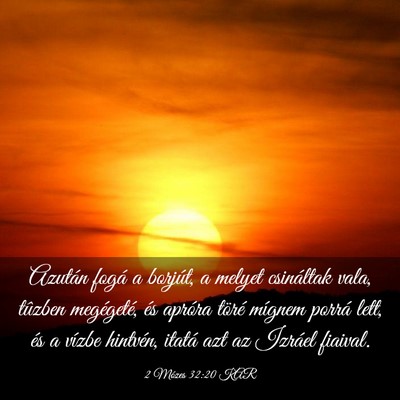 Picture 03 - 2 Mózes 32:20 KAR - Azután fogá a borjút, a melyet csináltak - Bible Verse Picture