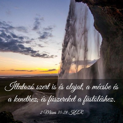 Picture 03 - 2 Mózes 35:28 KAR - Illatozó szert is és olajat, a mécsbe és a - Bible Verse Picture