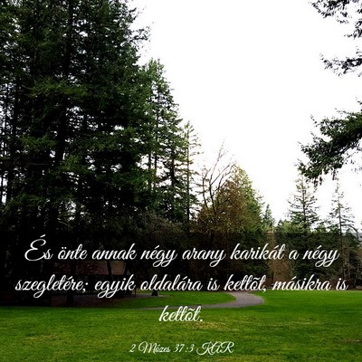Picture 03 - 2 Mózes 37:3 KAR - És önte annak négy arany karikát a négy - Bible Verse Picture