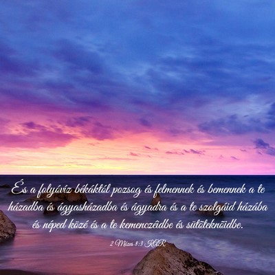Picture 03 - 2 Mózes 8:3 KAR - És a folyóvíz békáktól pozsog és felmennek - Bible Verse Picture