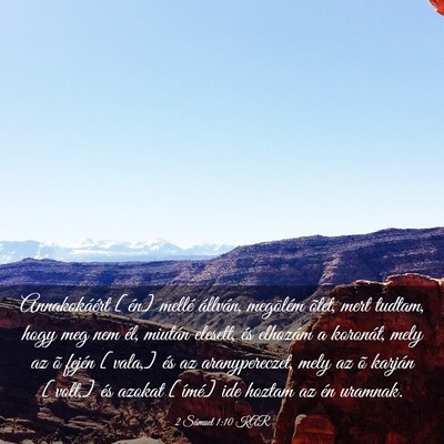 Picture 03 - 2 Sámuel 1:10 KAR - Annakokáért [én] mellé állván, megölém - Bible Verse Picture