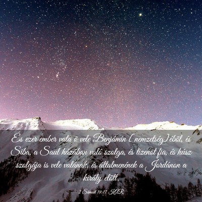 Picture 03 - 2 Sámuel 19:17 KAR - És ezer ember vala õ vele Benjámin - Bible Verse Picture