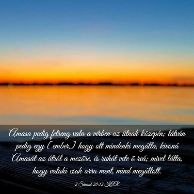 Picture 03 - 2 Sámuel 20:12 KAR - Amasa pedig fetreng vala a vérben az útnak - Bible Verse Picture
