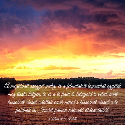 Picture 03 - 3 Mózes 10:14 KAR - A meglóbált szegyet pedig, és a felmutatott - Bible Verse Picture