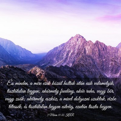 Picture 03 - 3 Mózes 11:32 KAR - És minden, a mire ezek közül holtuk után esik - Bible Verse Picture
