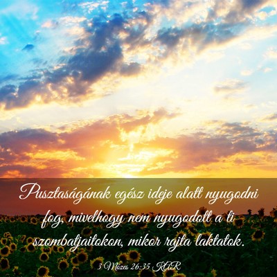 Picture 03 - 3 Mózes 26:35 KAR - Pusztaságának egész ideje alatt nyugodni fog, - Bible Verse Picture