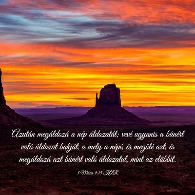 Picture 03 - 3 Mózes 9:15 KAR - Azután megáldozá a nép áldozatát; vevé - Bible Verse Picture