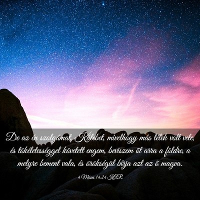 Picture 03 - 4 Mózes 14:24 KAR - De az én szolgámat, Kálebet, mivelhogy más - Bible Verse Picture