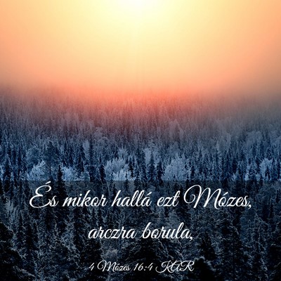 Picture 03 - 4 Mózes 16:4 KAR - És mikor hallá ezt Mózes, arczra - Bible Verse Picture