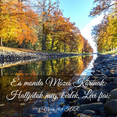 Picture 03 - 4 Mózes 16:8 KAR - És monda Mózes Kórénak: Halljátok meg, - Bible Verse Picture