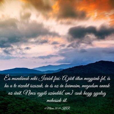 Picture 03 - 4 Mózes 20:19 KAR - És mondának néki Izráel fiai: A járt úton - Bible Verse Picture