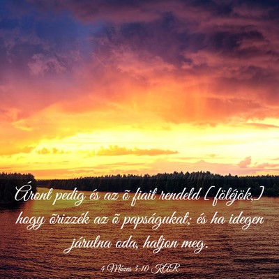 Picture 03 - 4 Mózes 3:10 KAR - Áront pedig és az õ fiait rendeld - Bible Verse Picture