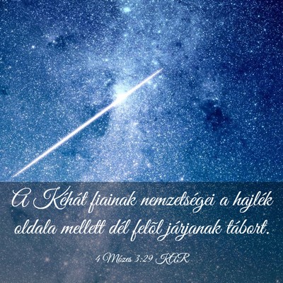 Picture 03 - 4 Mózes 3:29 KAR - A Kéhát fiainak nemzetségei a hajlék oldala - Bible Verse Picture