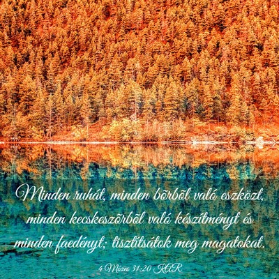 Picture 03 - 4 Mózes 31:20 KAR - Minden ruhát, minden bõrbõl való eszközt, - Bible Verse Picture