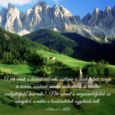 Picture 03 - 4 Mózes 4:32 KAR - A pitvarnak is köröskörül való oszlopai és - Bible Verse Picture